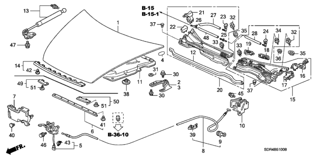 2005 Honda Accord Hybrid Engine Hood Diagram