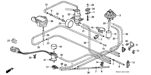 1990 Honda CRX 2 Door HF KH 5MT Control Box Tubing Diagram