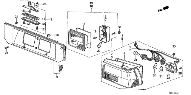 1987 Honda Accord Housing, L. Diagram for 33551-SE3-A01