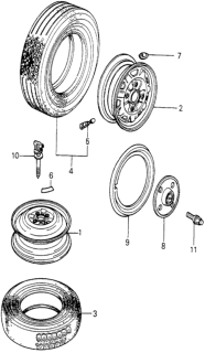 1982 Honda Prelude Tire Assy. (T105/70D14) (Bs) Diagram for 42750-692-641