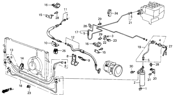 1986 Honda Civic A/C Hoses - Pipes (Keihin) Diagram