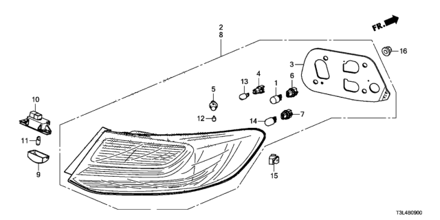 2013 Honda Accord Taillight - License Light Diagram