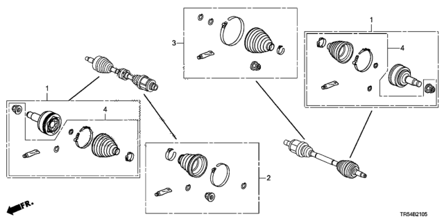 2012 Honda Civic 4 Door GX (NAVIGATION) KA 5AT Driveshaft Set Short Parts Diagram