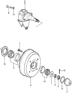 1981 Honda Accord Carrier Assembly, Passenger Side Hub Diagram for 52210-671-000