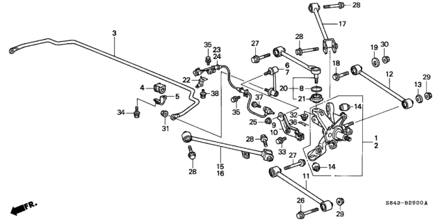 1998 Honda Accord 4 Door DX KL 5MT Rear Lower Arm Diagram