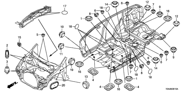 2012 Honda CR-V Grommet (Front) Diagram