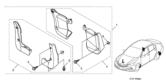 2017 Honda Accord 4 Door TOURV6 KA 6AT Splash Guard Diagram