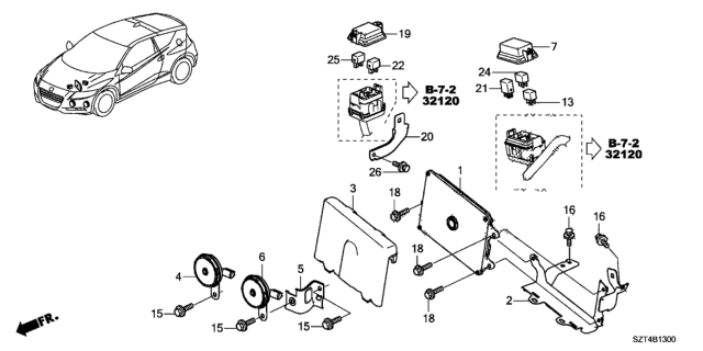 2011 Honda CR-Z Control Module, Engine Diagram for 37820-RTW-307