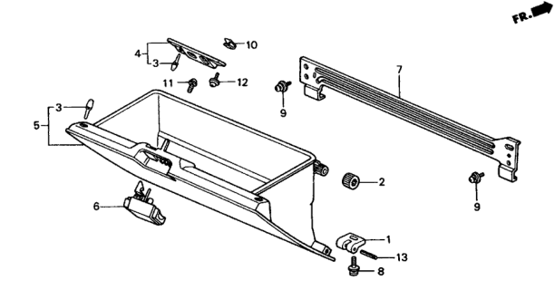 1990 Honda CRX 2 Door HF KH 5MT Glove Box Diagram