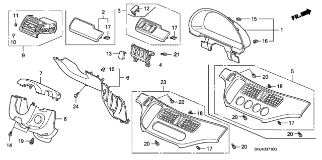 2009 Honda Odyssey Instrument Panel Garnish (Driver Side) Diagram