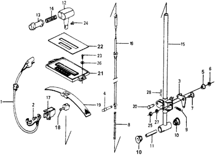 1978 Honda Accord Cover, Select Lever Diagram for 54222-634-980