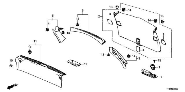 2020 Honda Odyssey Lining Assy., RR. Panel Diagram for 84640-THR-A01