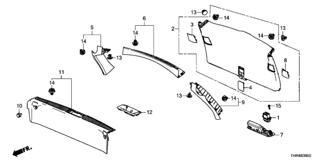 2020 Honda Odyssey Cap, R. Tailgate Lining *NH900L* (DEEP BLACK) Diagram for 84432-THR-A01ZA