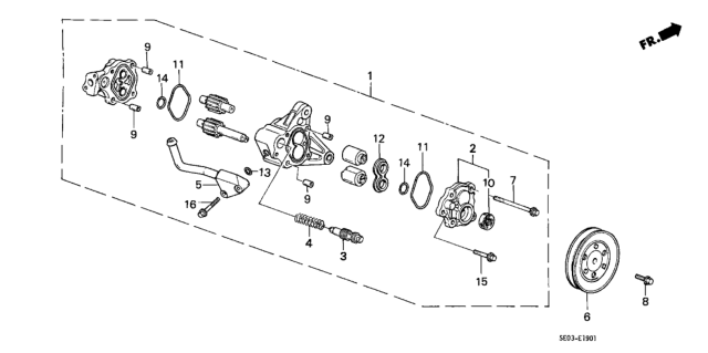 1988 Honda Accord Pump Sub-Assembly, Power Steering Diagram for 56110-PH1-070