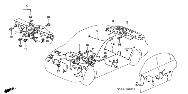 2004 Honda Civic Wire Harness, Passenger Door Diagram for 32752-S5A-A31