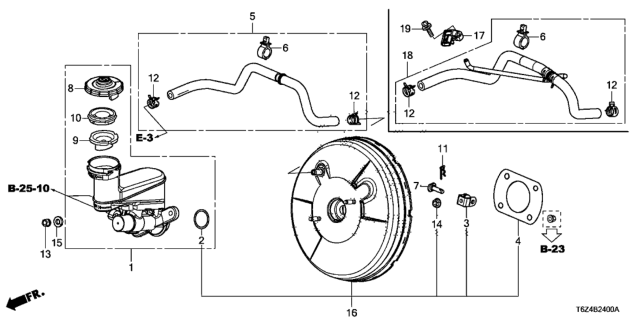2017 Honda Ridgeline 4 Door RTL (2WD) KA 6AT Brake Master Cylinder  - Master Power Diagram