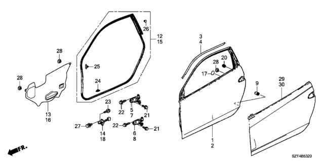 2012 Honda CR-Z Door Panels Diagram