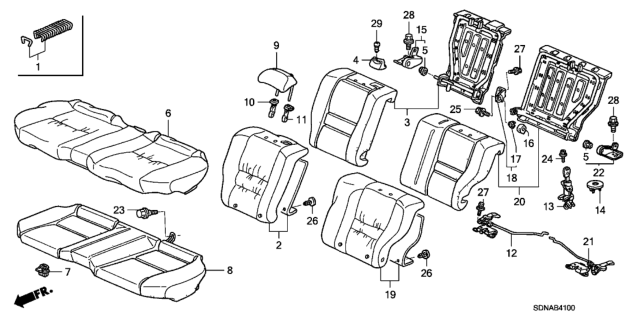 2007 Honda Accord Rear Seat Diagram