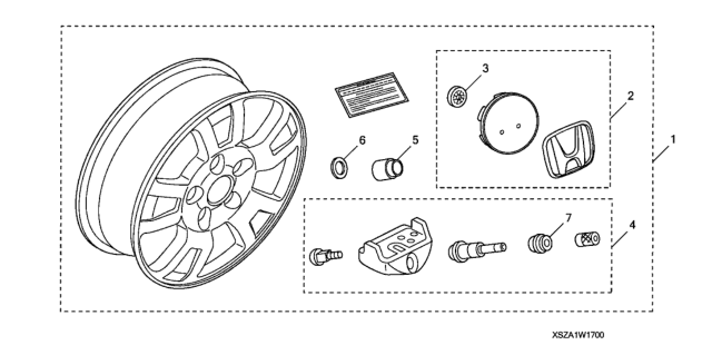 2009 Honda Pilot Alloy Wheel Sbc Diagram for 08W17-SZA-101