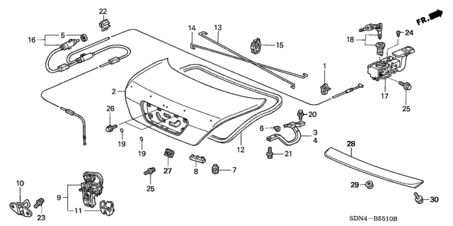 2005 Honda Accord Spoiler Assembly, Trunk (Taffeta White) Diagram for 71700-SDN-A01ZC