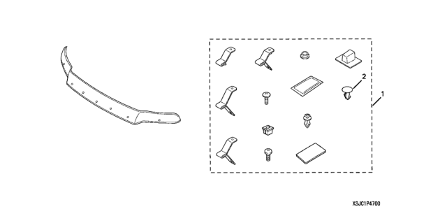 2012 Honda Ridgeline 4 Door RTS (MFG US1) KA 5AT Hood Air Deflector Diagram