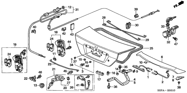 2005 Honda Civic Spring, R. Trunk Opener Diagram for 74871-S5P-C00