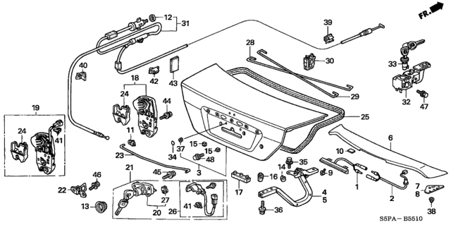 2005 Honda Civic Rod, Trunk Lock Diagram for 74863-S5P-A00