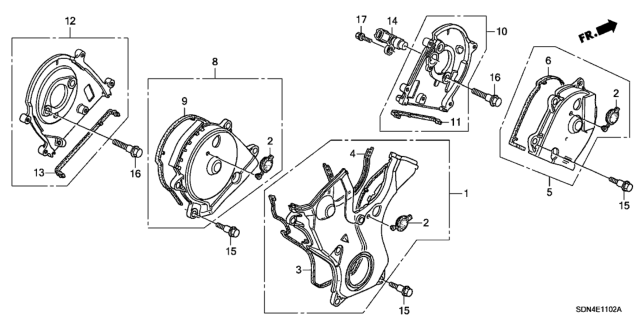 2003 Honda Accord Timing Belt Cover (V6) Diagram