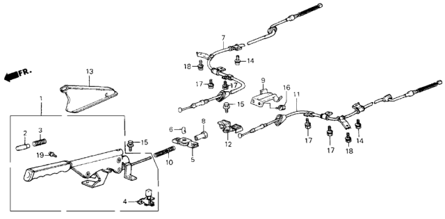 1986 Honda Civic Lever Assy., Parking Brake Diagram for 47105-SB3-000