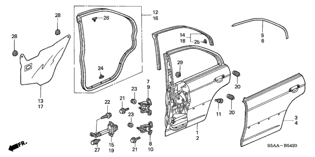 2004 Honda Civic Rear Door Panels Diagram