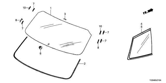 2020 Honda Passport GLASS ASSY L QTR WSH Diagram for 73550-TGS-A01