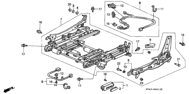 1997 Honda Accord Front Seat Components (Driver Side) (4Way Power Seat) Diagram