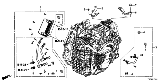 2021 Honda Ridgeline AT Oil Cooler - Pipes (9AT) Diagram