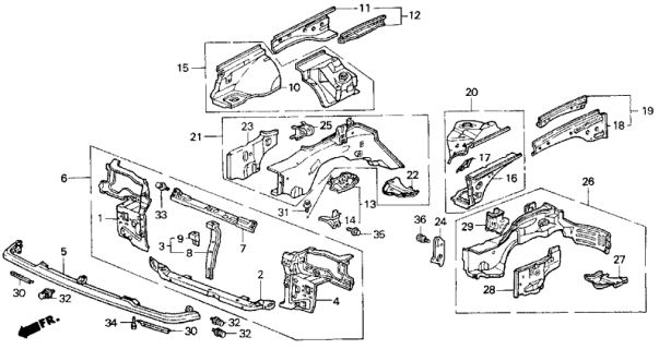 1990 Honda Civic Front Bulkhead Diagram