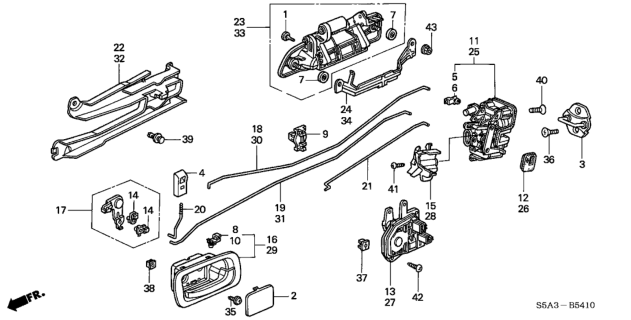 2002 Honda Civic 4 Door LX KA 5MT Rear Door Locks Diagram