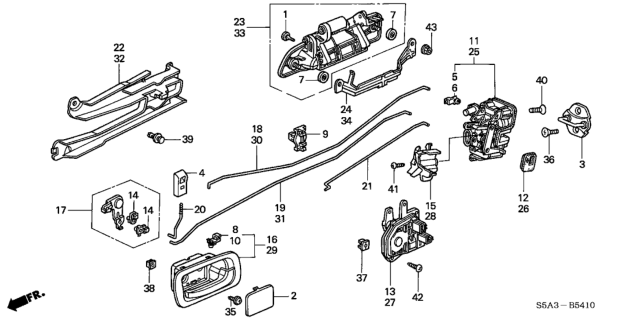 2002 Honda Civic Handle Assembly, Right Rear Door (Outer) (Titanium Metallic) Diagram for 72640-S5D-A11ZG