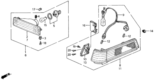 1989 Honda Accord Front Combination Light Diagram