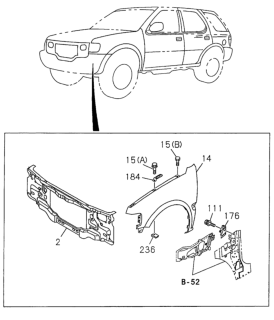 2000 Honda Passport Fender, R. FR. Over Diagram for 8-97148-015-3