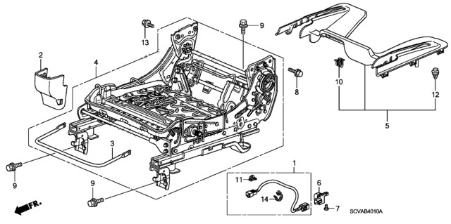 2007 Honda Element Front Seat Components (Driver Side) Diagram