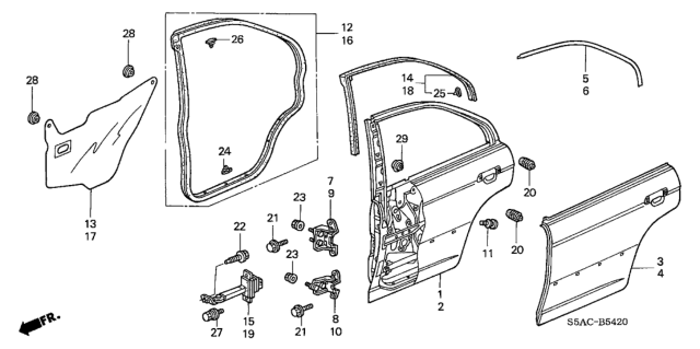 2005 Honda Civic Rear Door Panels Diagram