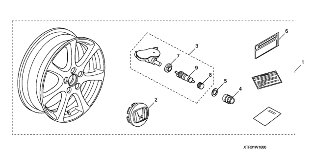 2012 Honda Civic 2 Door LX KA 5MT Alloy Wheel (16") Diagram