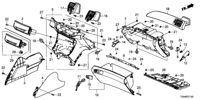 2016 Honda Accord Instrument Panel Garnish (Passenger Side) Diagram