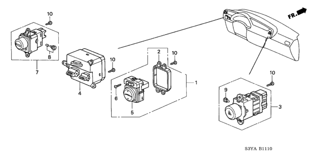 2004 Honda Insight Switch Assembly, Power Window Master Diagram for 35750-S3Y-A02