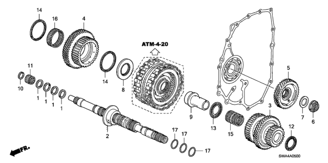 2010 Honda CR-V 5 Door EX-L (2WD NAVIGATION) KA 5AT AT Mainshaft Diagram