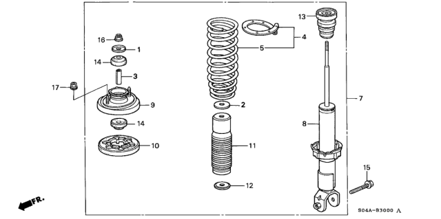 1998 Honda Civic Spring, Rear Diagram for 52440-S01-A21