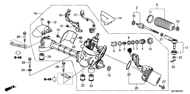 2012 Honda CR-Z Box, Steering Gear Diagram for 53601-SZT-A01