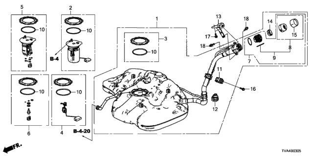 2018 Honda Accord Set Fuel Pump Module Diagram for 17045-TVC-A03