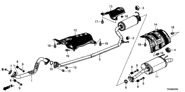 2012 Honda Civic Pipe B, Exhuast Diagram for 18220-TR0-A02