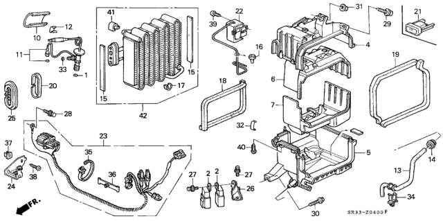 1992 Honda Civic Wire Harness, Air Conditioner Diagram for 80460-SR3-A01