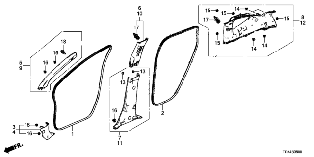 2020 Honda CR-V Hybrid 5 Door LX (HYBRID) KA CVT Pillar Garnish Diagram